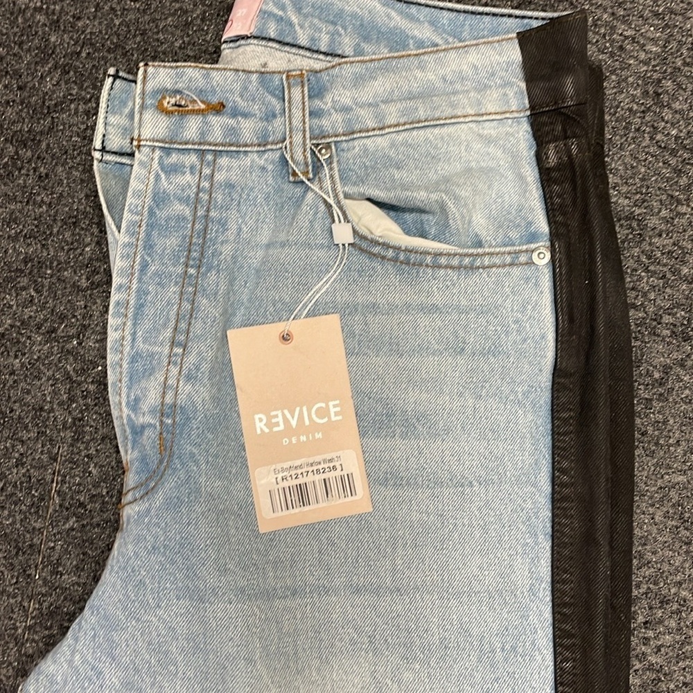NWT Revice Ex Boyfriend Colorblock Black Coated Harlow Wash Jeans - Picture 3 of 8